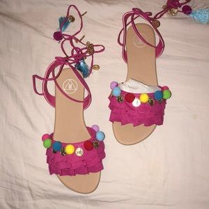 Missguided US Pink Pom Pom Sandals